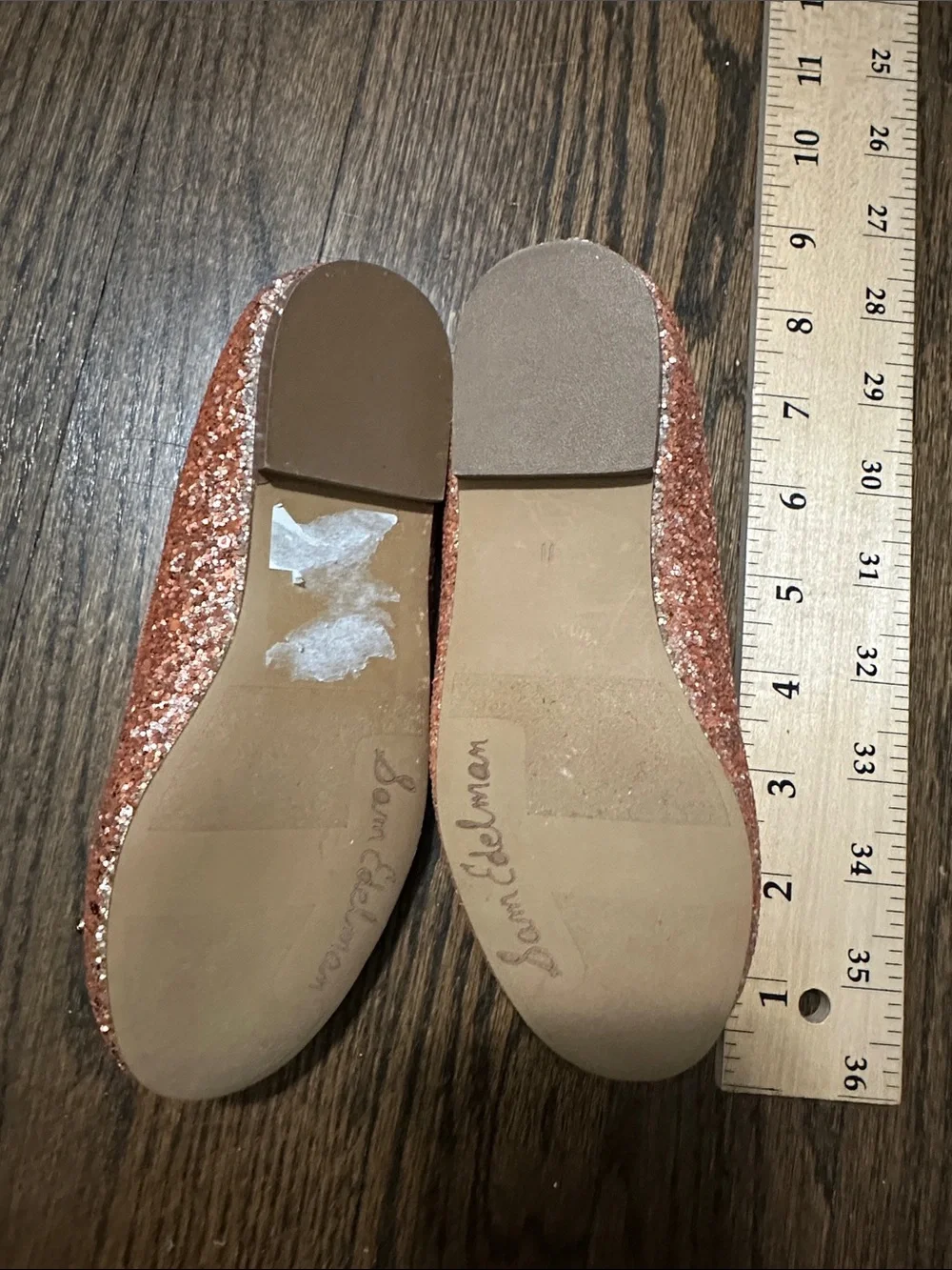 NWOT Sam Edelman Felicia Mini Little Girl Peach Sparkle Glitter Ballet Flat